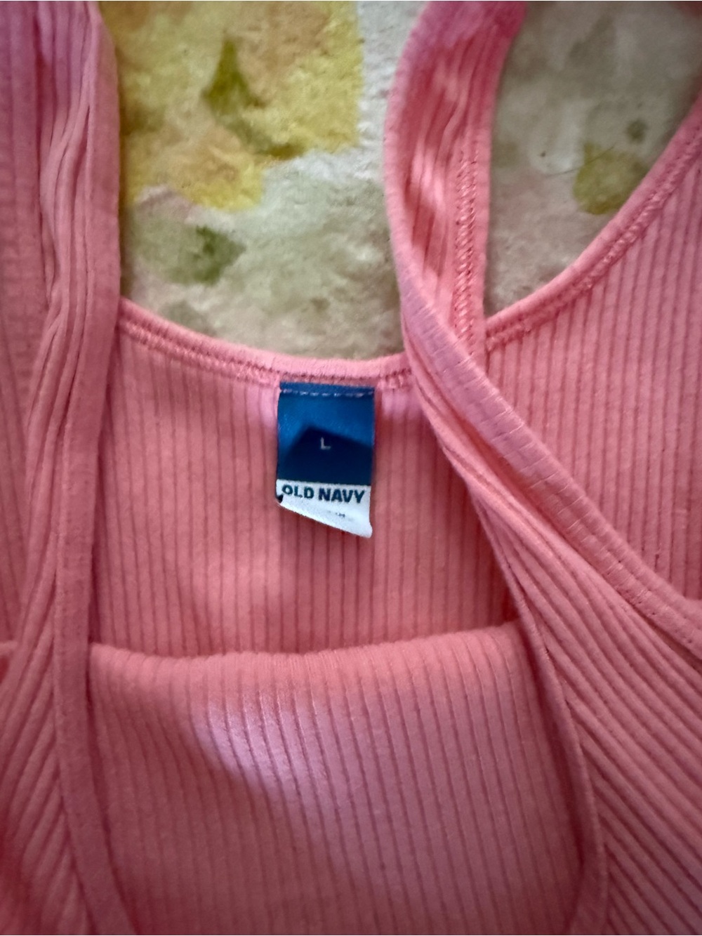 Pink Ribbed Scoop Neck Bodysuit size large Old Navy - Picture 2 of 3